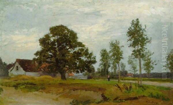 Spatsommer. Alte Linde Vor Einem Gehoft Am Teich Oil Painting by Philipp Roeth