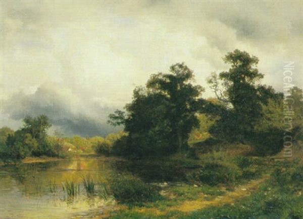 Waldlandschaft Mit See Oil Painting by Philipp Roeth