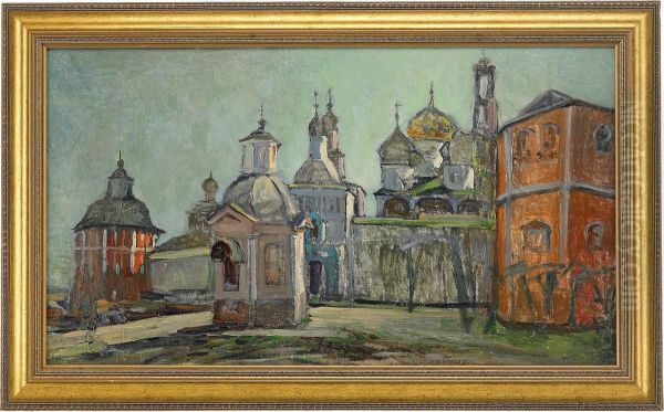 View Of The Trinity Monastery Oil Painting by Michail Vasilievitch Boskin