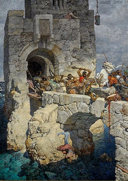 Kampf Auf Der Brucke Oil Painting by Alexander Rothaug