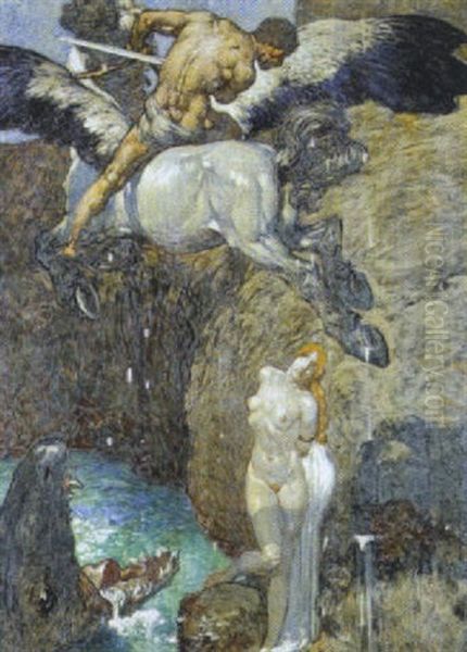 Perseus Und Andromeda Oil Painting by Alexander Rothaug