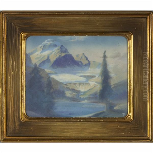 Grinnell Lake And Glacier Plaque Oil Painting by Frederick Rothenbusch