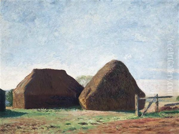 Haystacks In The Sunlight Oil Painting by William (Sir) Rothenstein