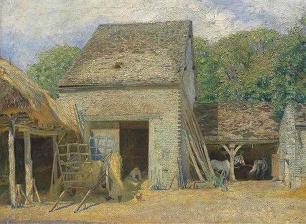 A Farm In Burgundy Oil Painting by William (Sir) Rothenstein