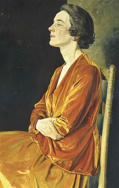 Portrait Of Gladys Calthrop Oil Painting by William (Sir) Rothenstein