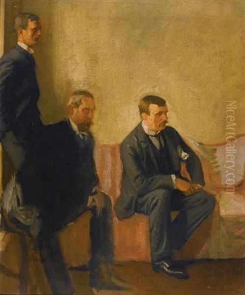 Henry Tonks, John Singer Sargent And Philip Wilson Steer, Study For A Composition Oil Painting by William (Sir) Rothenstein