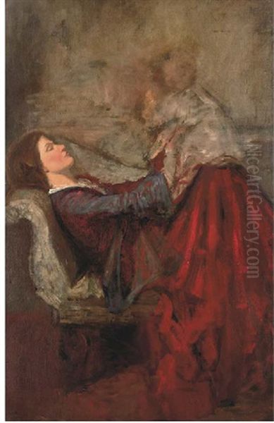 Mother And Child Oil Painting by William (Sir) Rothenstein