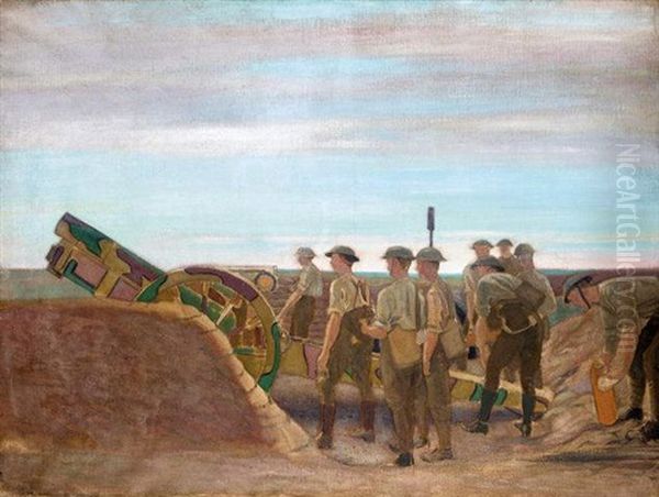 Preparing To Fire Oil Painting by William (Sir) Rothenstein