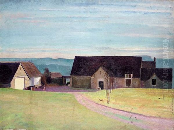 Sunlit View Of The Barn At Iles Farm by William (Sir) Rothenstein