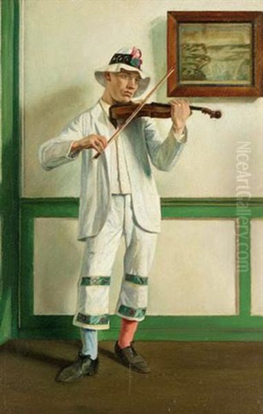 Morris Dancer From Bampton, Oxfordshire Oil Painting by William (Sir) Rothenstein