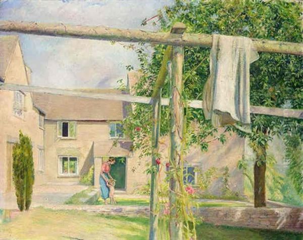 In The Garden, Iles Farm Oil Painting by William (Sir) Rothenstein