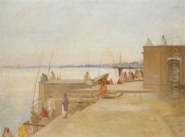 Ghats At Benares Oil Painting by William (Sir) Rothenstein