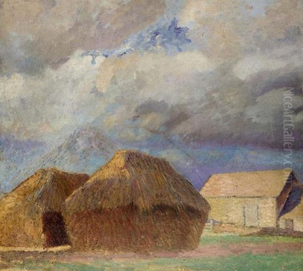 Haystacks In The Sunlight Oil Painting by William (Sir) Rothenstein