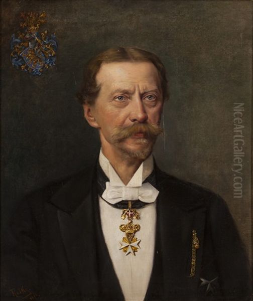 Portrait Of A Gentleman With Coat-of-arms Oil Painting by Hanna von Rothky