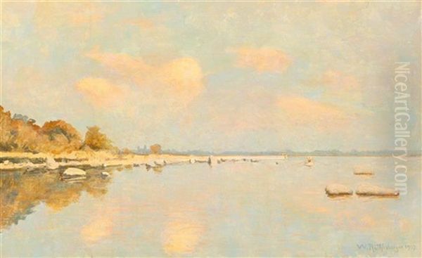 Pierres De Marin Avec Vue Sur Le Fond Du Lac. Apres-midi Oil Painting by William Roethlisberger