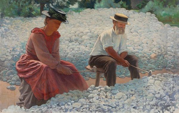 Die Steinklopfer (bloch Et Sa Fille) Oil Painting by William Roethlisberger