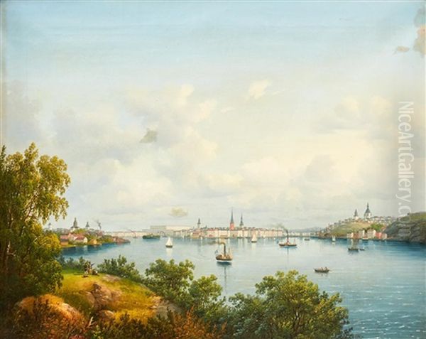 Vy Over Stockholm Och Riddarfjarden Oil Painting by Carl Abraham Rothsten