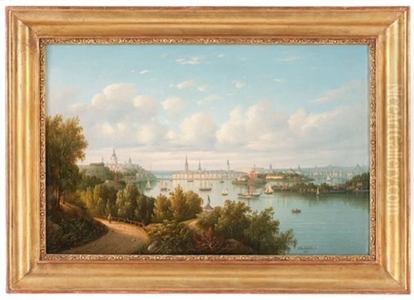 Stockholms Inlopp Sett Fran Omradet Kring Danviksklippan Oil Painting by Carl Abraham Rothsten