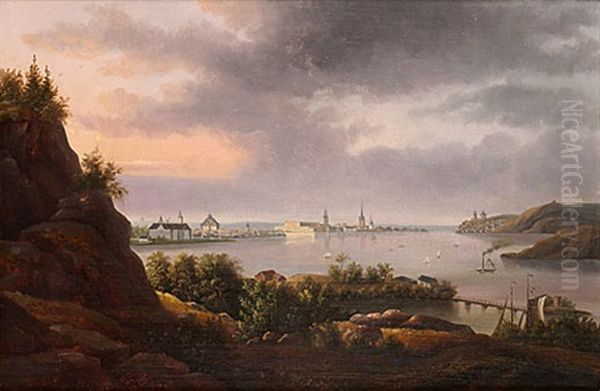 Vy Over Stockholm Fran Riddarfjarden Oil Painting by Carl Abraham Rothsten