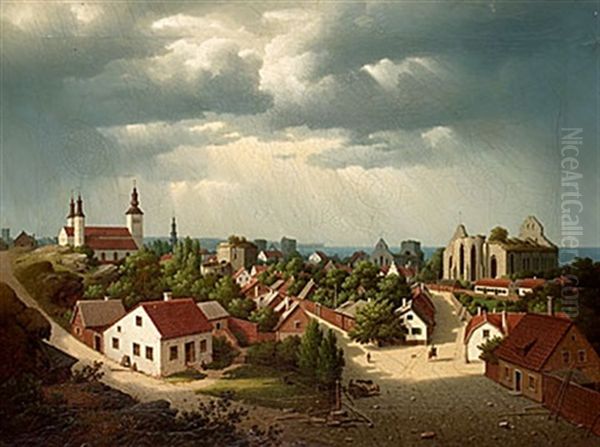 Panorama Over Visby Oil Painting by Carl Abraham Rothsten