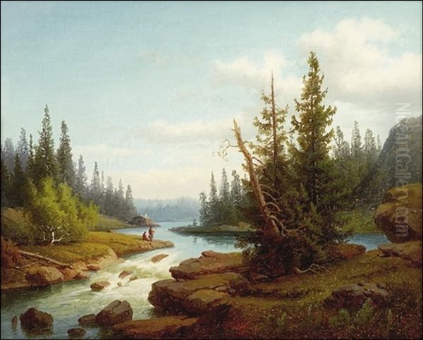 Koskimaisema Oil Painting by Carl Abraham Rothsten