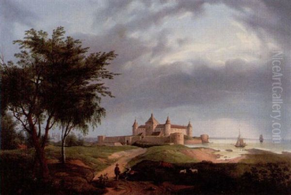 Kalmar Slott Oil Painting by Carl Abraham Rothsten