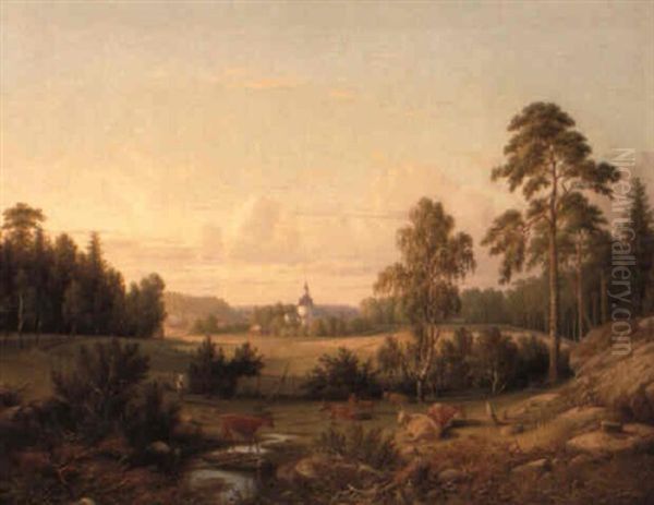 Solna Gamla Kyrka Oil Painting by Carl Abraham Rothsten