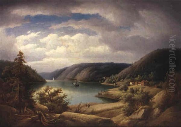 Landskap Med Berg Och Vatten Oil Painting by Carl Abraham Rothsten