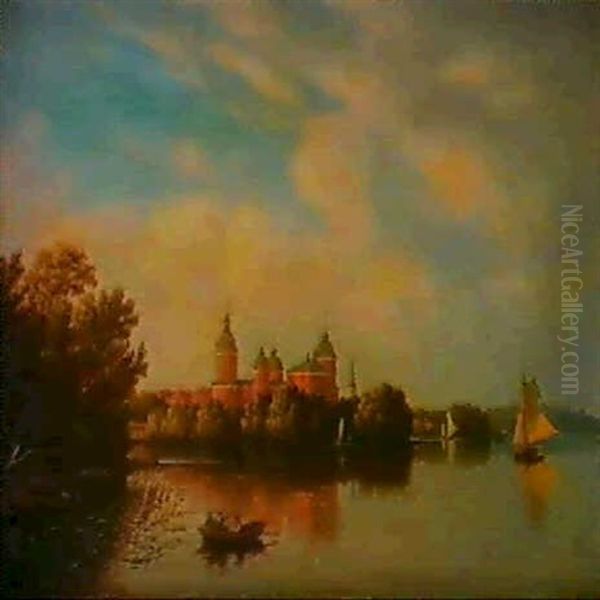 Segelbatar Vid Gripsholms Slott Oil Painting by Carl Abraham Rothsten