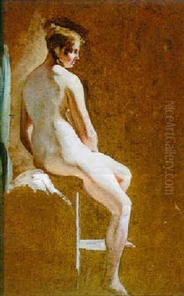 Study Of A Female Nude Oil Painting by Richard Rothwell