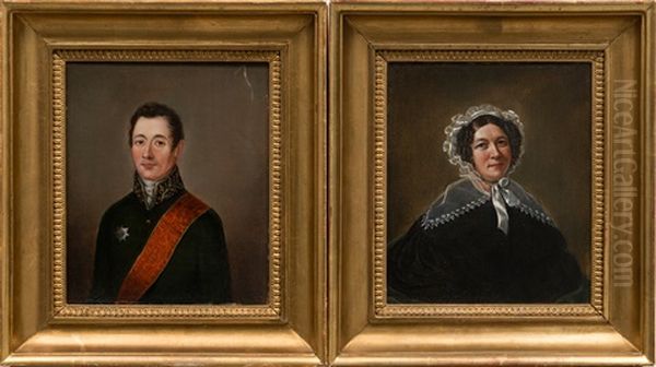 Portraits Of The Artist's Parents Karl Fredrik Och Augusta Rotkirch Oil Painting by Mathilda Rotkirch