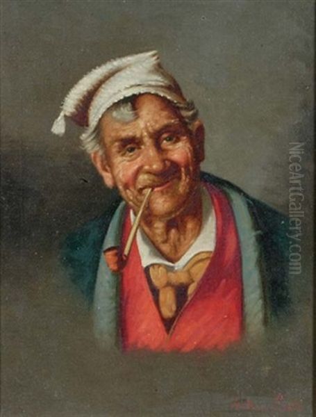 Peasant Woman (+ Man With A Pipe; 2 Works) by Antonio Rotta