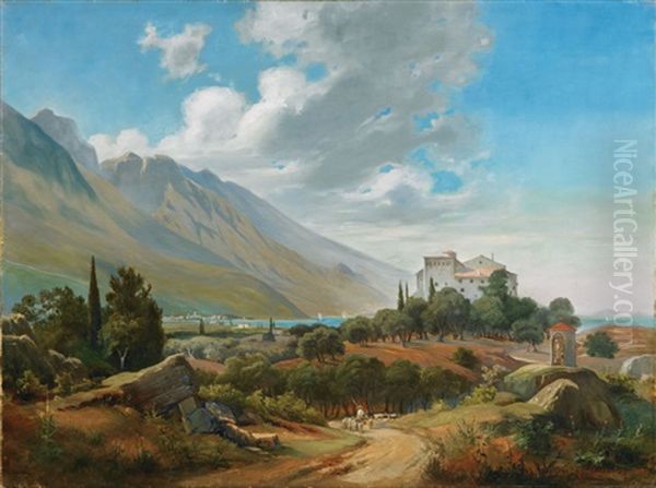 Italienische Landschaft Oil Painting by Carl Johann Friedrich Adolf Roetteken