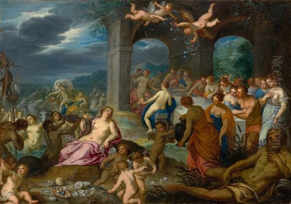 The Wedding Of Neptune And Amphitrite Or The Wedding Of Peleus And Thetis Oil Painting by Hans Rottenhammer the Elder