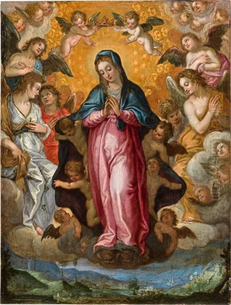 The Assumption Of The Virgin Oil Painting by Hans Rottenhammer the Elder