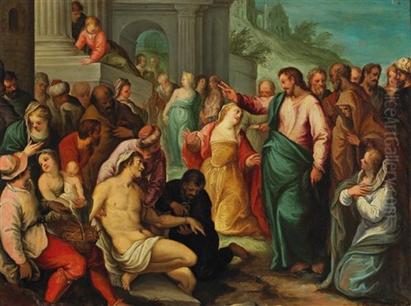 The Raising Of Lazarus Oil Painting by Hans Rottenhammer the Elder