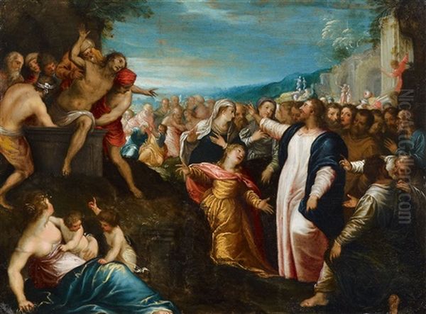 The Raising Of Lazarus Oil Painting by Hans Rottenhammer the Elder