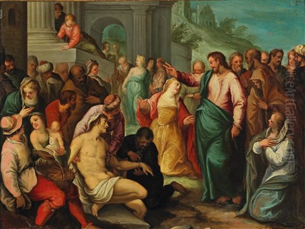 The Raising Of Lazarus Oil Painting by Hans Rottenhammer the Elder