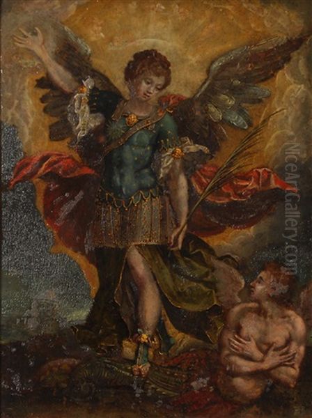 Saint Michel Terrassant Le Demon Oil Painting by Hans Rottenhammer the Elder