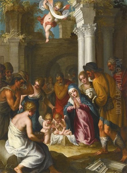 The Adoration Of The Shepherds Oil Painting by Hans Rottenhammer the Elder