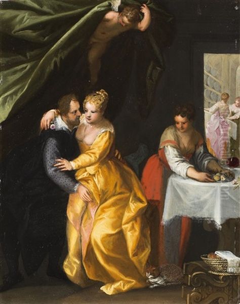 Coppia Di Amanti In Un Interno Oil Painting by Hans Rottenhammer the Elder