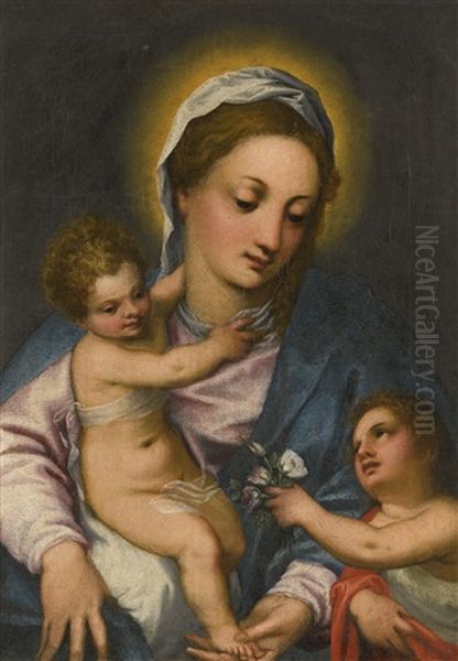 The Virgin And Child With The Infant Saint John Oil Painting by Hans Rottenhammer the Elder