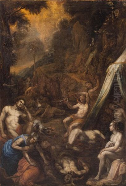 Moses Errichtet Die Eherne Schlange (+ Mose Und Aaron Im Lager Der Israeliten; 2 Works) Oil Painting by Hans Rottenhammer the Elder