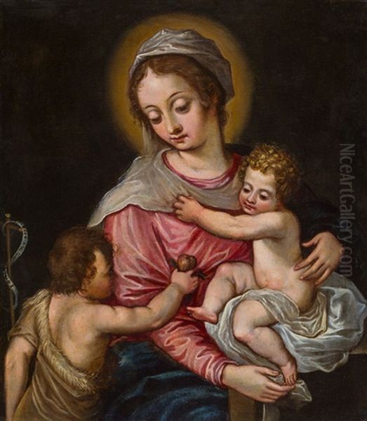 Madonna Mit Kind Und Johannesknaben Oil Painting by Hans Rottenhammer the Elder