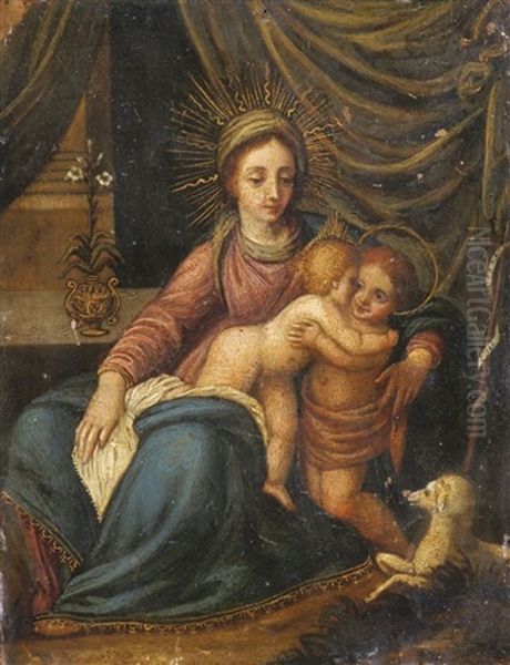 Madonna Mit Jesus Und Dem Johannesknaben Oil Painting by Hans Rottenhammer the Elder