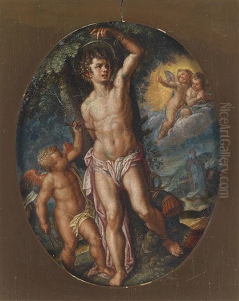 Engel Versorgen Den Gemarterten Heiligen Sebastian Oil Painting by Hans Rottenhammer the Elder