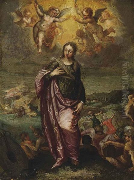 Saint Christina With Scenes From Her Martyrdom Beyond Oil Painting by Hans Rottenhammer the Elder