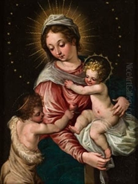 Virgen Con El Nino Y San Juanito Oil Painting by Hans Rottenhammer the Elder