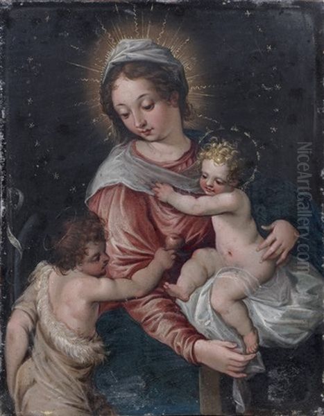 Vierge A L'enfant Et Saint Jean-baptiste Oil Painting by Hans Rottenhammer the Elder