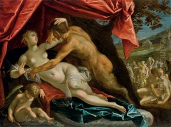 Jupiter Et Antiope Oil Painting by Hans Rottenhammer the Elder